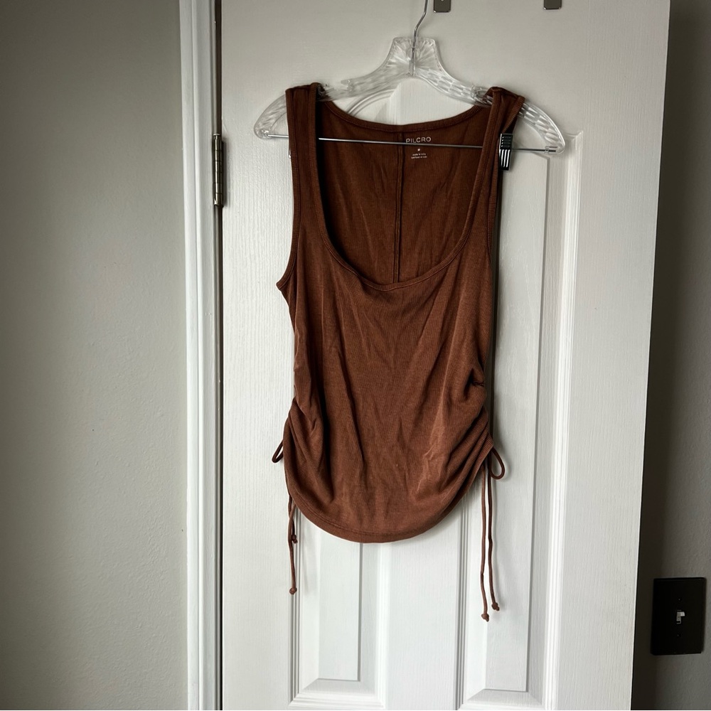 Pilcro Brown Ruched Tank Top